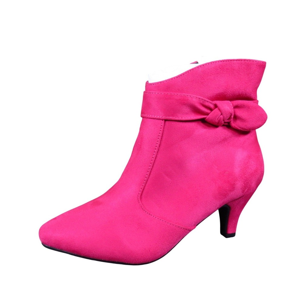 Comfortview Corrine Women Ankle Boots Size 7 WW Dress Shoes Pink Faux Suede